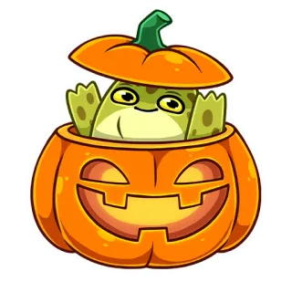 🎃 frog, pumpkin, halloween, fall, cartoon, sticker telegram sticker