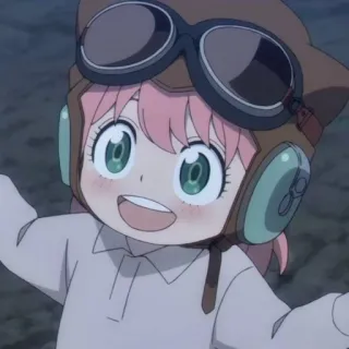 🥜 Anya Forger Spy x Family anime, kreskówka, Spy x Family, Anya Forger, słodki, różowe włosy, pilot telegram sticker