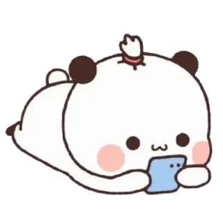 📱 แพนด้า, การ์ตูน, น่ารัก, สัตว์, นอน, โทรศัพท์, จิบิ telegram sticker