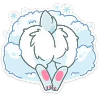 🍑 coelho, neve, fofo, desenho animado, animal telegram sticker