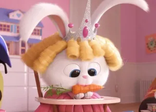 😋 Snowball The Secret Life of Pets conejo, conejito, zanahoria, corona, princesa whatsapp sticker