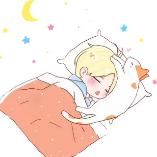 😴 schlafend, Katze, Kissen, Decke, Cartoon, süß, Mond, Chibi telegram sticker