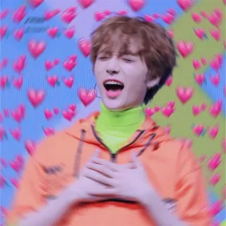 😱 kpop, amore, cuori, arancione, cantante, celebrità, felice telegram sticker