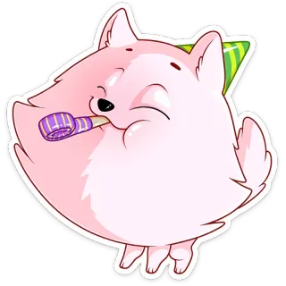 🥳 หมา, ปาร์ตี้, งานฉลอง, น่ารัก, สัตว์, หมวก, แตร telegram sticker