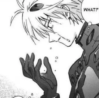 😭 WHAT? Anime, Manga, Question, Kaworu, Neon Genesis Evangelion telegram sticker