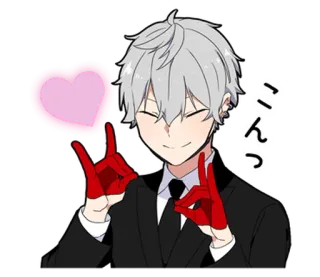 ⭐ こんっ アニメ, ハート, かわいい, 挨拶, デジタルアート telegram sticker