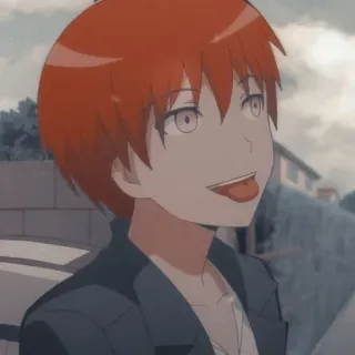 🤪 Karma Akabane Assassination Classroom Anime, Cartoon, Männlich, Rotes Haar, Karma Akabane, Assassination Classroom, Lächeln telegram sticker