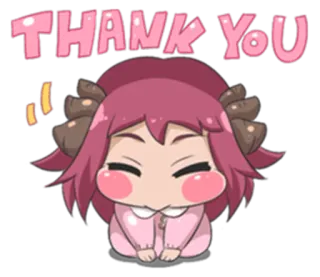 🙏 THANK YOU ขอบคุณ, ความซาบซึ้ง, ความเมตตา, อนิเมะ, ผู้หญิง, น่ารัก telegram sticker