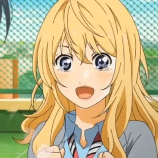 🍋 Kaori Miyazono Your Lie in April Anime, Karakter, Rambut Pirang, Air Mata, Gadis Anime telegram sticker