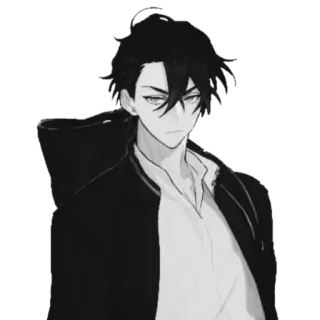 🪁 อนิเมะ, ขาวดำ, ตัวละคร, บุคคล, สไตล์ telegram sticker
