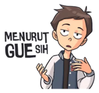 😒 MENURUT GUE SIH ステッカー, 漫画, 人, インドネシア telegram sticker