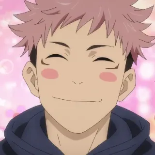 ☺ Yuji Itadori Jujutsu Kaisen 动漫, 咒术回战, 虎杖悠仁, 可爱, 微笑, 卡通 whatsapp sticker