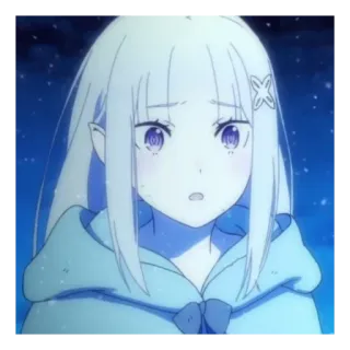 💊 Emilia Re:Zero Anime, Chica, Pelo blanco, Linda, Emilia, Re:Zero whatsapp sticker