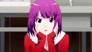 π anime, girl, purple hair, cartoon, character telegram sticker