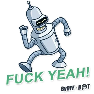 😃 Bender Futurama FUCK YEAH! Bender, Futurama, Robot, Kartun, Lucu, Keren banget whatsapp sticker