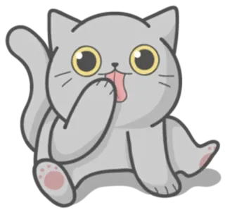 🥺 gato, animal, fofo, adesivo, cinza, língua, desenho animado telegram sticker