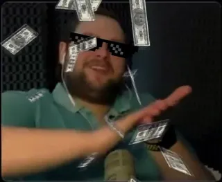 💵 деньги, мем, солнцезащитные очки, наличные, успех, богатство telegram sticker