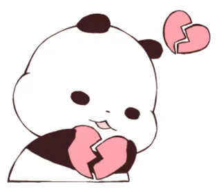 💔 panda, corazón roto, triste, amor, dibujos animados, animal telegram sticker