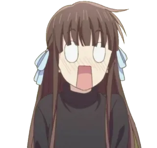 😂 Tohru Honda Fruits Basket อนิเมะ, Fruits Basket, โทโอรุ ฮอนดะ, ตกใจ, ประหลาดใจ, ตลก whatsapp sticker