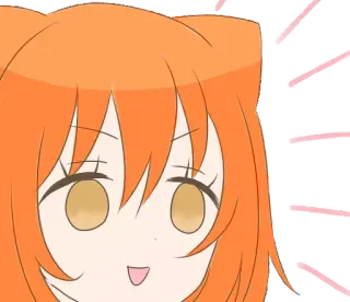 🙃 animé, mignon, dessin animé, cheveux orange, joyeux, personnage whatsapp sticker