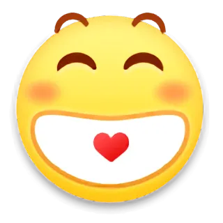 😄 Emoji, Uśmiech, Słodkie, Kreskówka, Żółty, Serce, Twarz telegram sticker