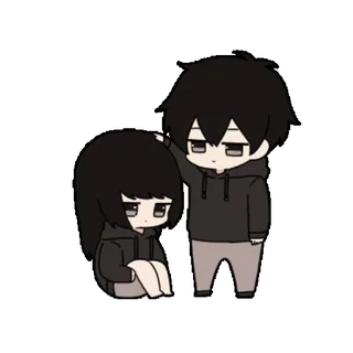 😓 Anime, Triste, Pareja, Confortante, Chibi telegram sticker