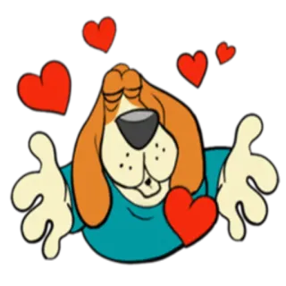 💋 chien, dessin animé, coeurs, amour, affection, animal telegram sticker