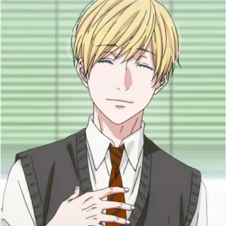 😌 Anime, Homem, Loiro, Personagem, Sorrindo telegram sticker