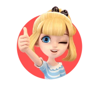 👍 Мультфильм, Девушка, Большой палец вверх, Подмигивание, Милый, Персонаж telegram sticker