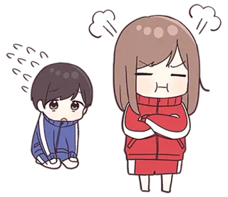 🌟 Desenho animado, Bravo, Chateado, Chibi, Triste telegram sticker