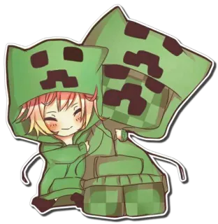 👻 Minecraft 我的世界, 苦力怕, 电子游戏, Q版, 可爱, 卡哇伊 telegram sticker