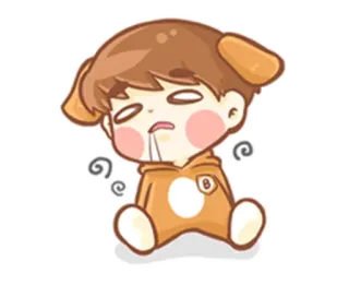 😵 Cartoon, Uitgeput, Moe, Hond, Slaperig, Anime telegram sticker