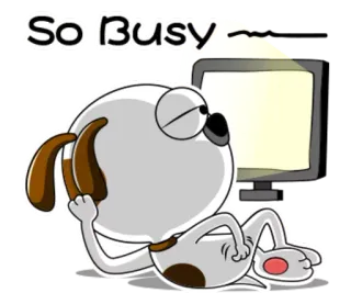📺 So Busy chien, dessin animé, ordinateur, occupé, somnolent, fatigué, paresseux telegram sticker