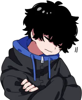 😕 Anime, Manga, Nhân vật, Con trai, Buồn, Mệt mỏi, Nghệ thuật số, Hoạt hình telegram sticker