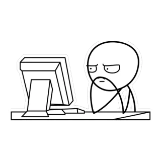 💻 bonhomme allumette, ordinateur, barbe, bureau, bureau telegram sticker