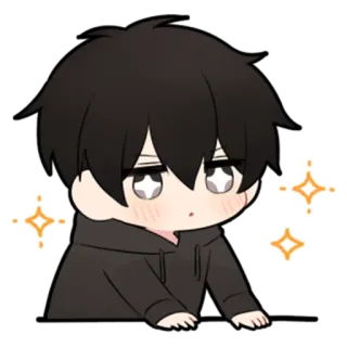 🖤 anime, boy, cute, sparkle, hoodie telegram sticker