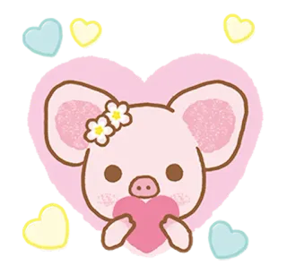 💗 cerdo, corazón, animal, lindo, kawaii, dibujo animado telegram sticker