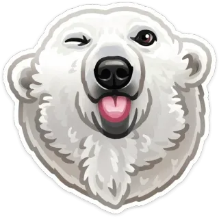 😛 polar bear, animal, cute, winking, white, cartoon telegram sticker