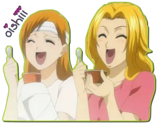 😋 oishiii anime, girls, eating, happy, dessert telegram sticker