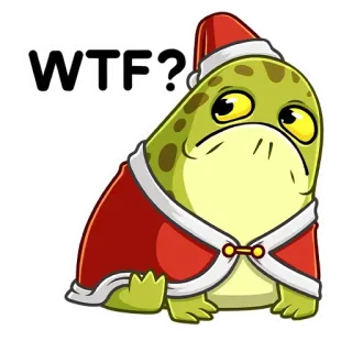 ❓ WTF? лягушка, рождество, дед мороз, wtf, стикер, мультфильм, смешной whatsapp sticker