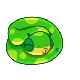 💤 wąż, zielony, zwierzę, kreskówka, zwinięty, gad, słodki, śpiący telegram sticker