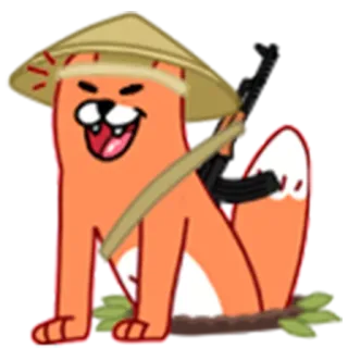 😱 volpe, animale, cappello, arma, guerra, soldato whatsapp sticker