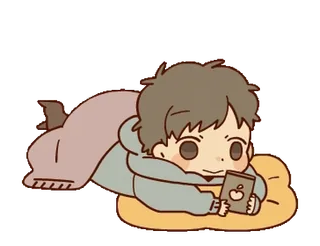 🎶 Desenho animado, Telefone, Deitado, Almofada, Cobertor, Relaxante telegram sticker