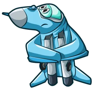 🥺 Flugzeug, Jet, Cartoon, Traurig, Blau telegram sticker