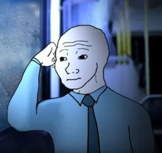 😕 Wojak meme, wojak, sad, depressed, lonely, guy telegram sticker