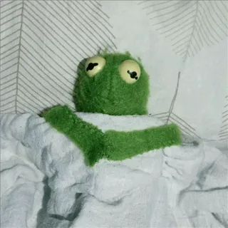 🐸 rã, verde, fantoche, cama, cobertor whatsapp sticker