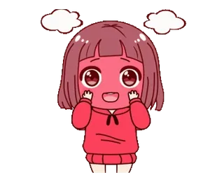 😳 schattig, anime meisje, cartoon, vrolijk, wolken, kawaii telegram sticker