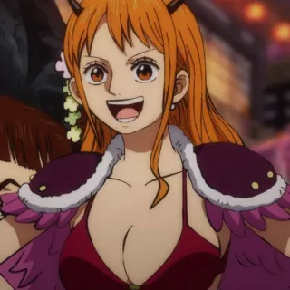 😄 Nami One Piece 动漫, 漫画, 海盗, 橘色头发, 草帽海贼团 telegram sticker