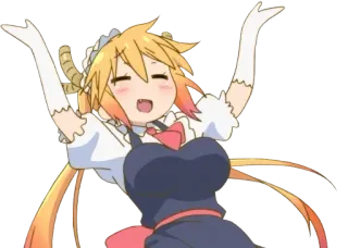👐 Tohru Miss Kobayashi's Dragon Maid Аниме, Дракон, Горничная, Тору, Кавай, Милый, Счастливый telegram sticker