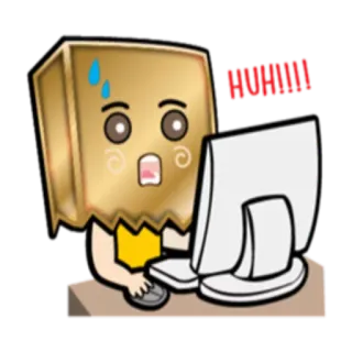 😦 cartoon, computer, surprise, fear, shock, panic whatsapp sticker